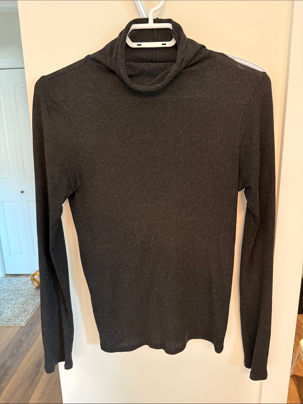 Enza Costa Black Ribbed Cowl Neck Sweater